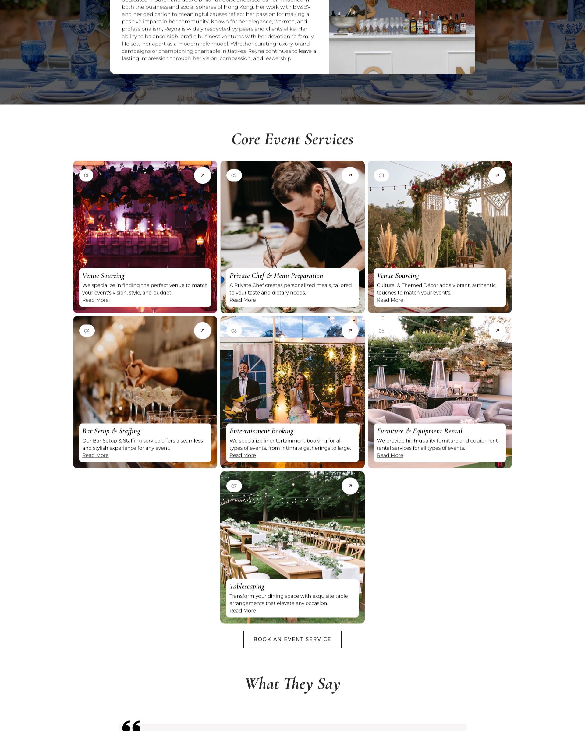 RH Event Design website screenshot